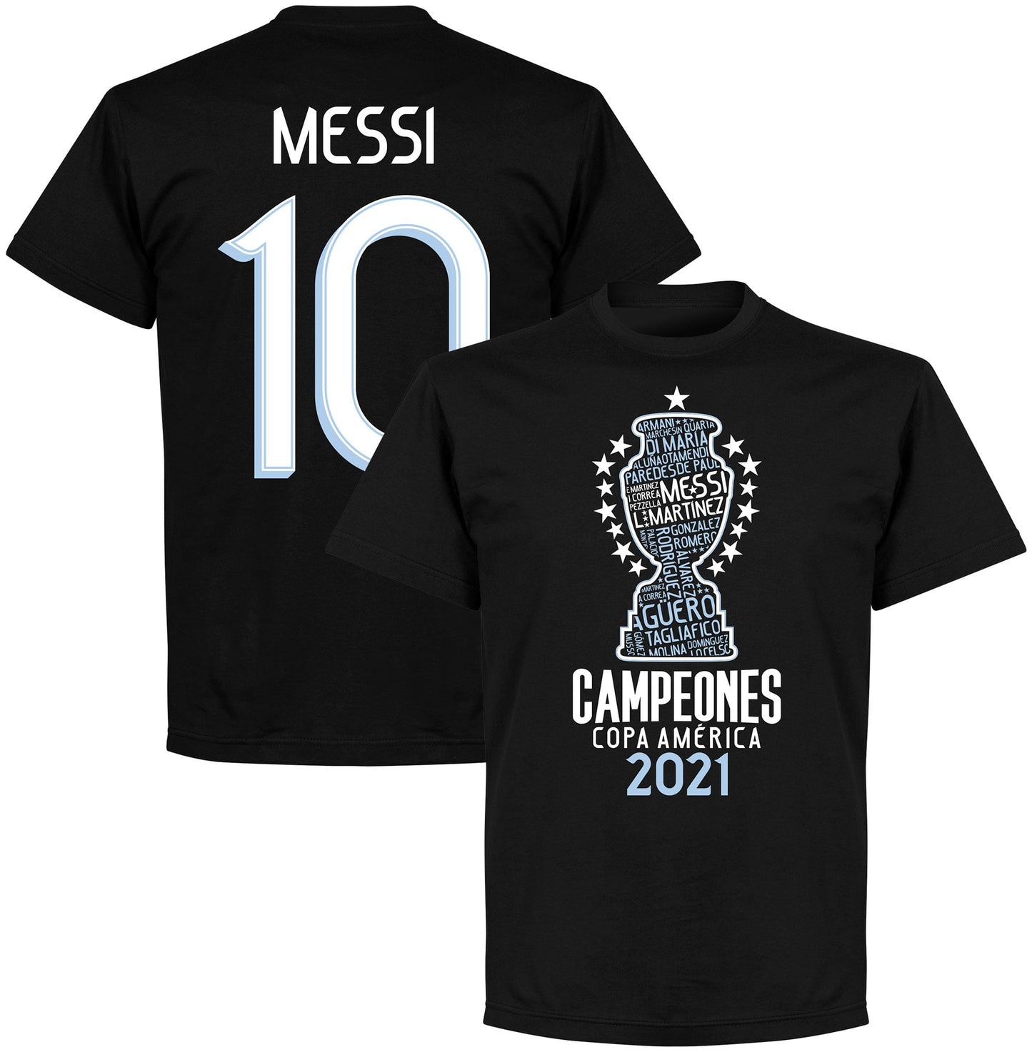 Argentina 2021 Copa America Champions Messi 10 KIDS T-shirt - Black