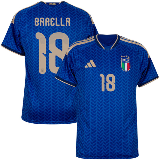 adidas Italy Home KIDS Barella 18 Shirt 2026-2027 (Official Printing)