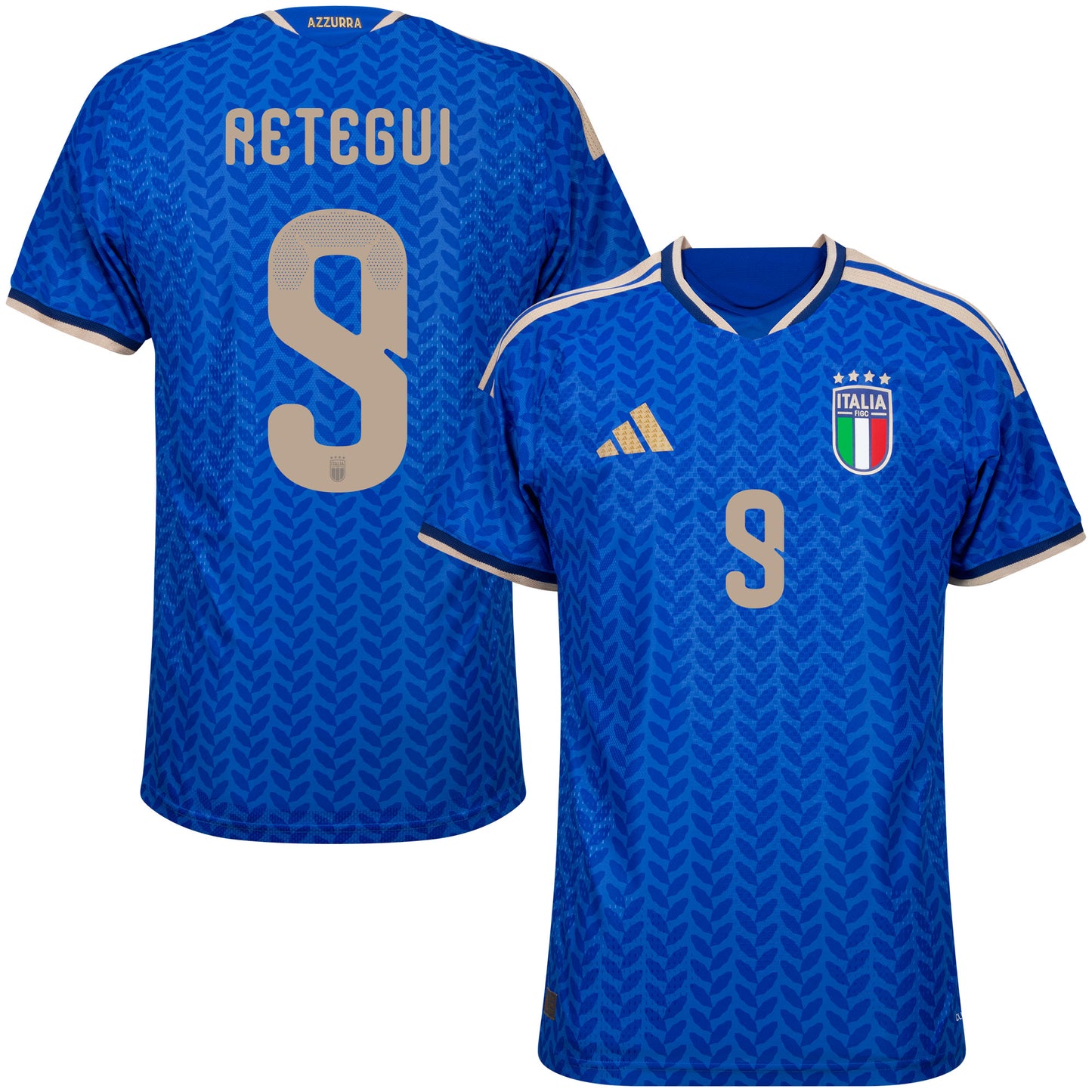 adidas Italy Authentic Home Retegui 9 Shirt 2026-2027 (Official Printing)