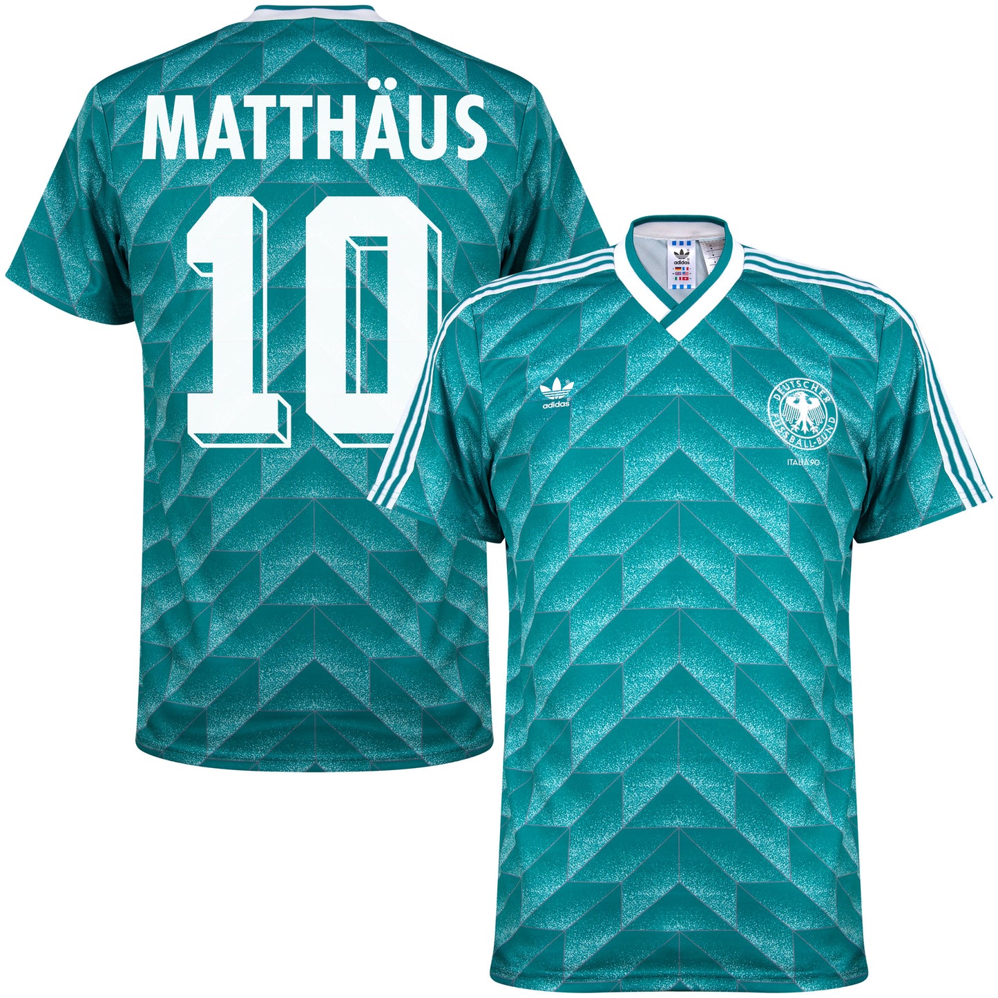 adidas Germany Away Reissue Shirt 1990 incl. Matthäus No.10 & Italia '90 (Retro Flock Printing)