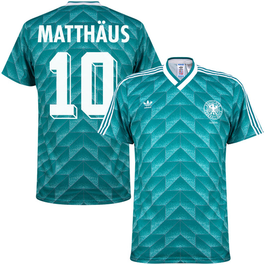 adidas Germany Away Reissue Shirt 1990 incl. Matthäus No.10 & Italia '90 (Retro Flock Printing)