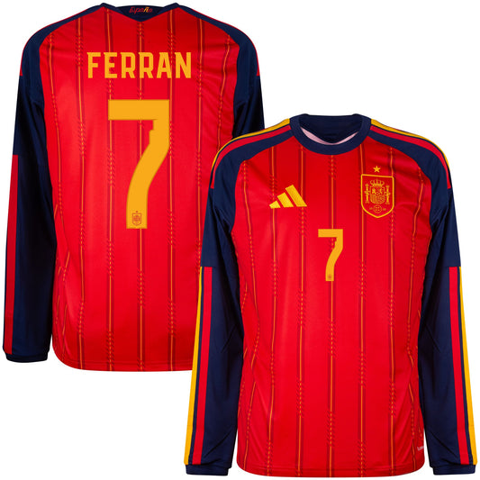 adidas Spain Home L/S Ferran 7 Shirt 2026-2027 (Official Printing)