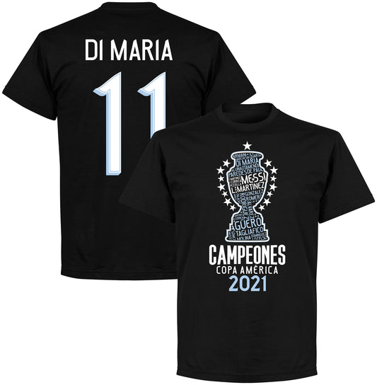 Argentina 2021 Copa America Champions Di Maria T-shirt - Black