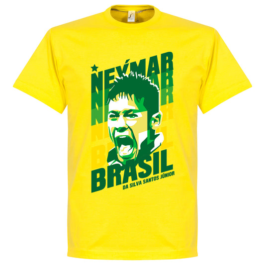 Neymar Portrait Brasil T-shirt - Yellow