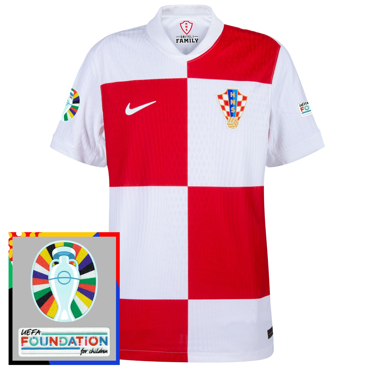 Nike Croatia Home Dri-Fit ADV Match Shirt 2024-2025 incl. Euro 2024 & Foundation Tournament Patches