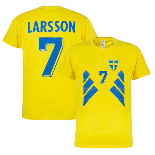 Sweden 1994 Larsson 7 Retro T-shirt - Lemon Yellow
