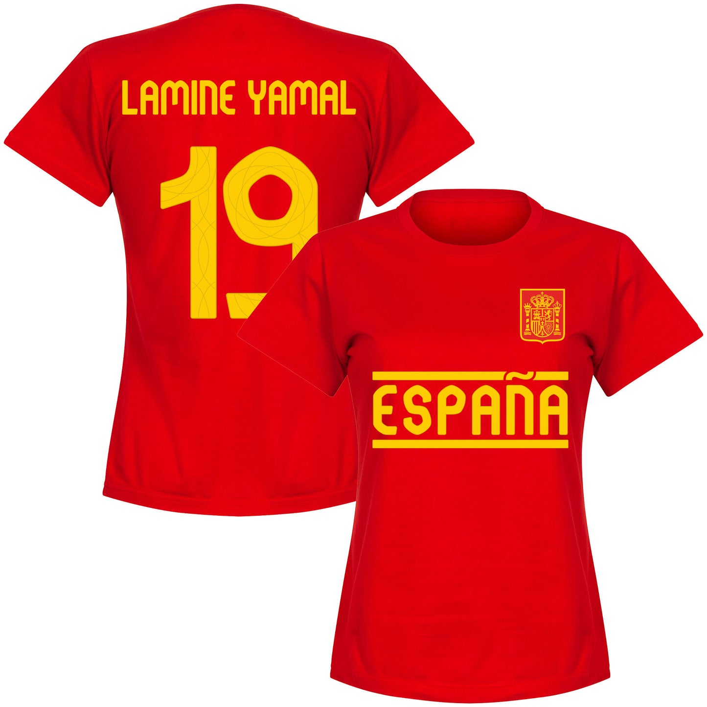 Spain 2024 Team Lamine Yamal 19 Womens T-shirt - Red
