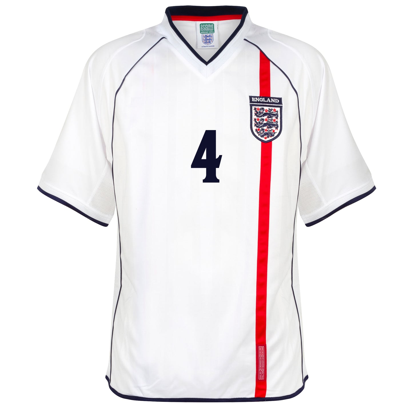 Score Draw England Home Gerrard 4 Retro Shirt World Cup 2002 (Retro Flock Printing)
