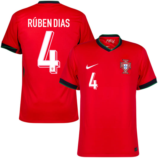 Nike Portugal Home Rúben Dias 4 Shirt 2024-2025 (Official Printing)