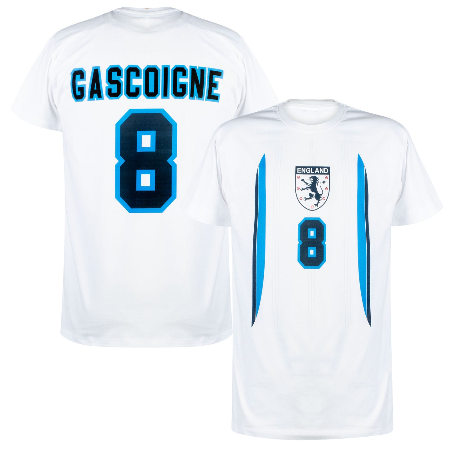 England Euro 96 Home Gascoigne 8 KIDS T-shirt - White