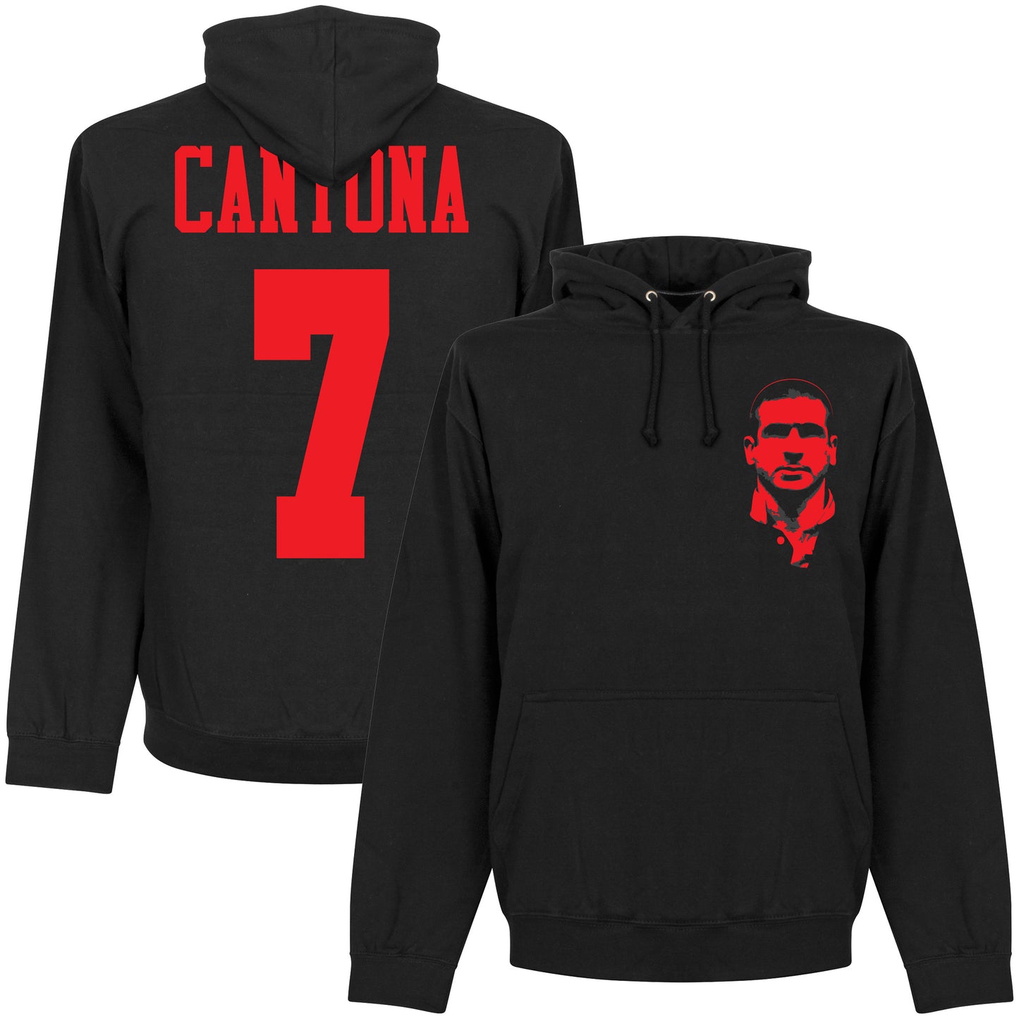 Cantona 7 Silhouette Kids Hoodie - Black/Red