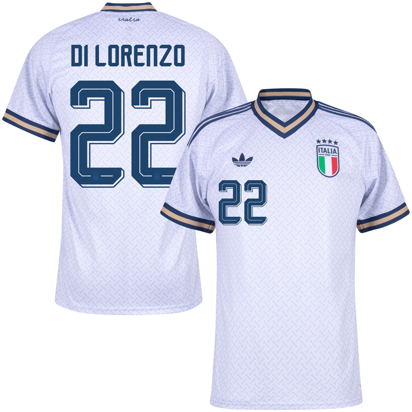 26-27 Italy Away Shirt + Di Lorenzo 22 (Official Printing)