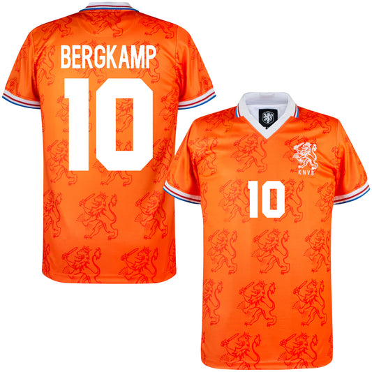 Copa Holland Home Bergkamp 10 Retro Shirt 1994 (Retro Flock Printing)