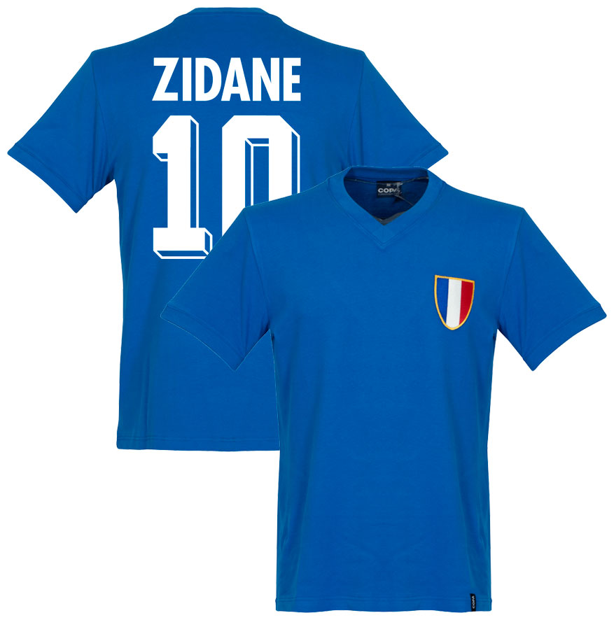 Copa France Zidane 10 Retro Shirt Olympics 1968 (Retro Flock Printing)