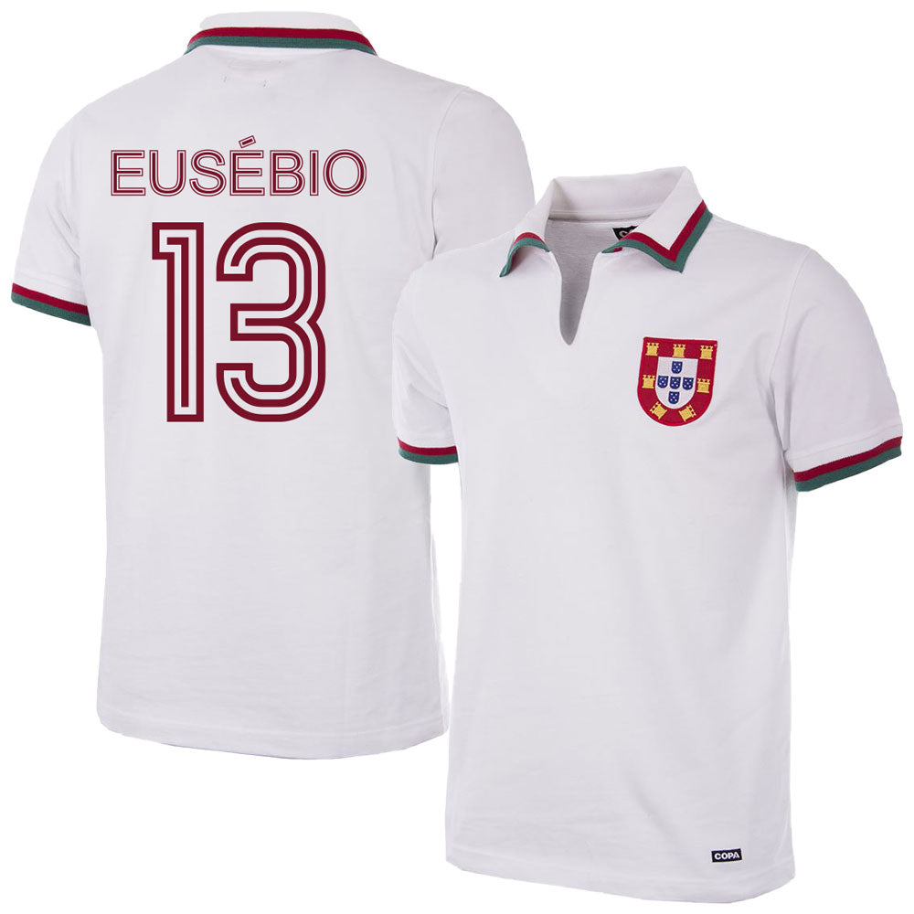 Copa Portugal Away Eusébio 13 Retro Shirt 1972-1973 (Retro Flock Printing)