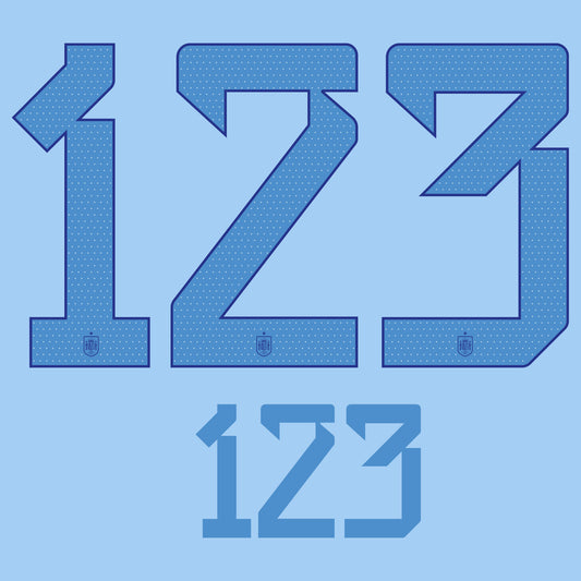 22-23 Spain Away Adult Player Number Sets (254mm / 104mm)