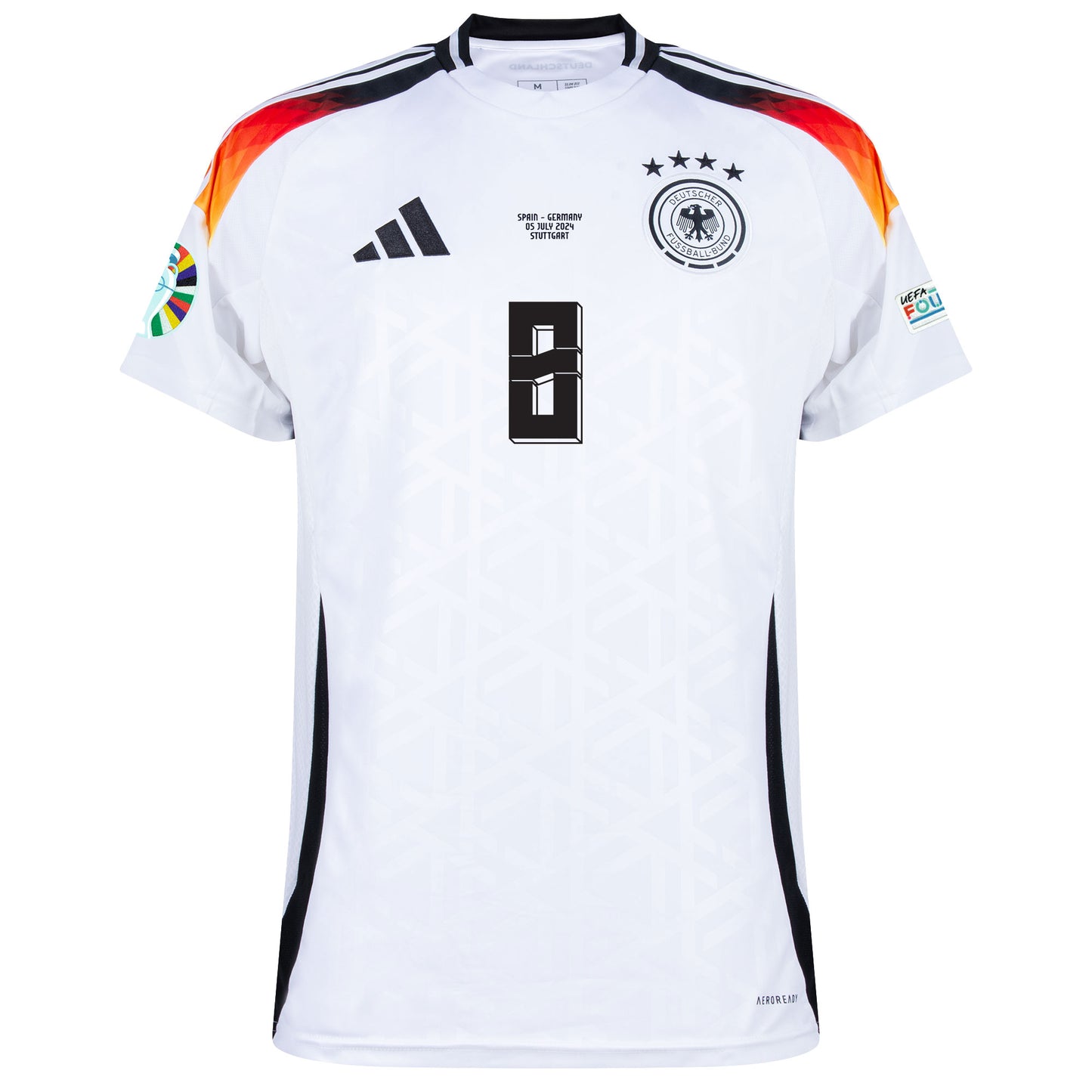 adidas Germany Home Kroos 8 Shirt incl. Official Germany v Spain Matchday Transfer & Euro 2024 Patch Set