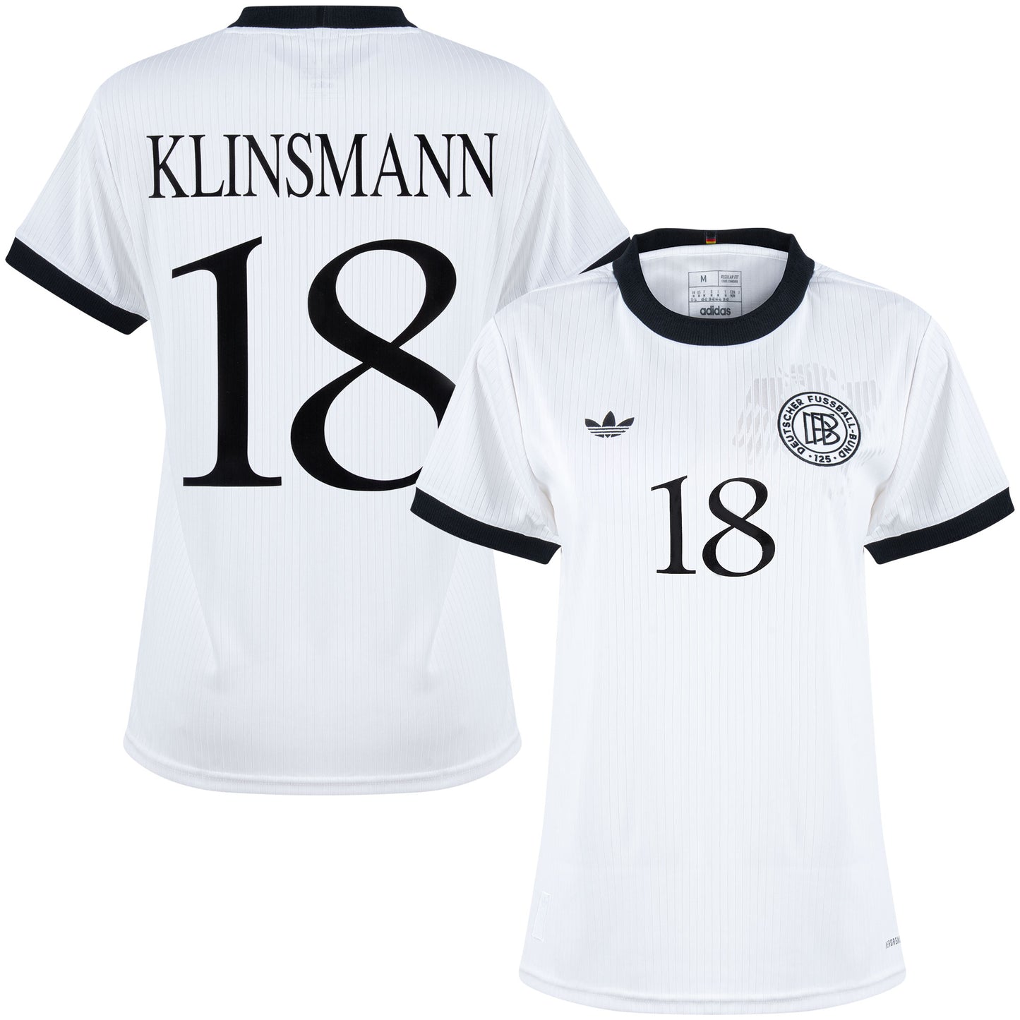 adidas Germany 125th Anniversary Women's Klinsmann 18 Shirt (1996 Legend Flock Printing) - Size Women's M