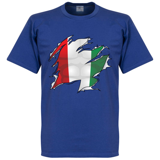 Italy Ripped Flag T-Shirt - Royal
