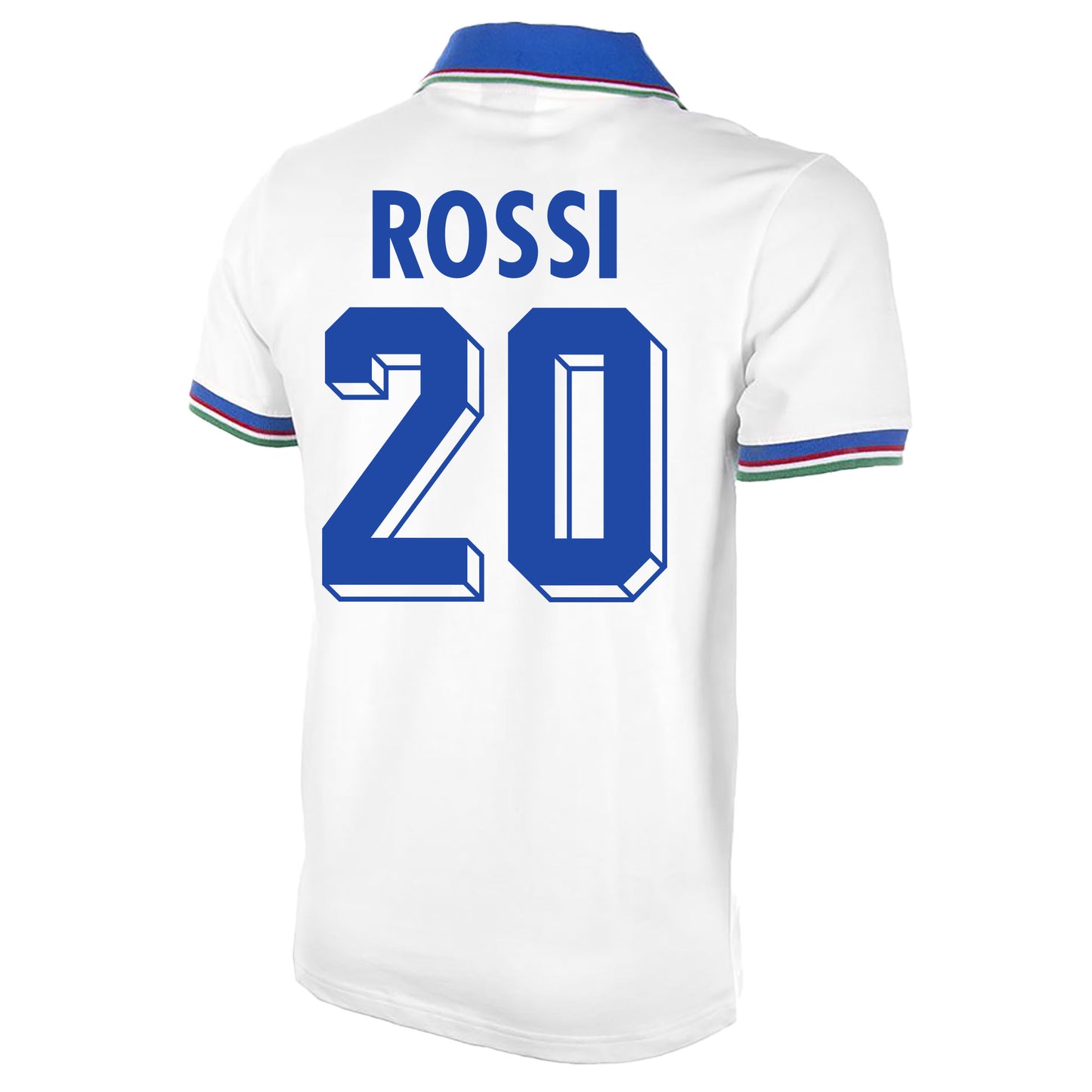 Copa Italy Away Rossi 20 Retro Shirt World Cup 1982 (Retro Flock Printing)