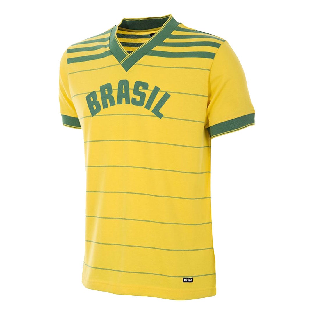 Copa Brazil Home Retro Dunga 8 Shirt 1984 Olympics (Retro Flock Printing)