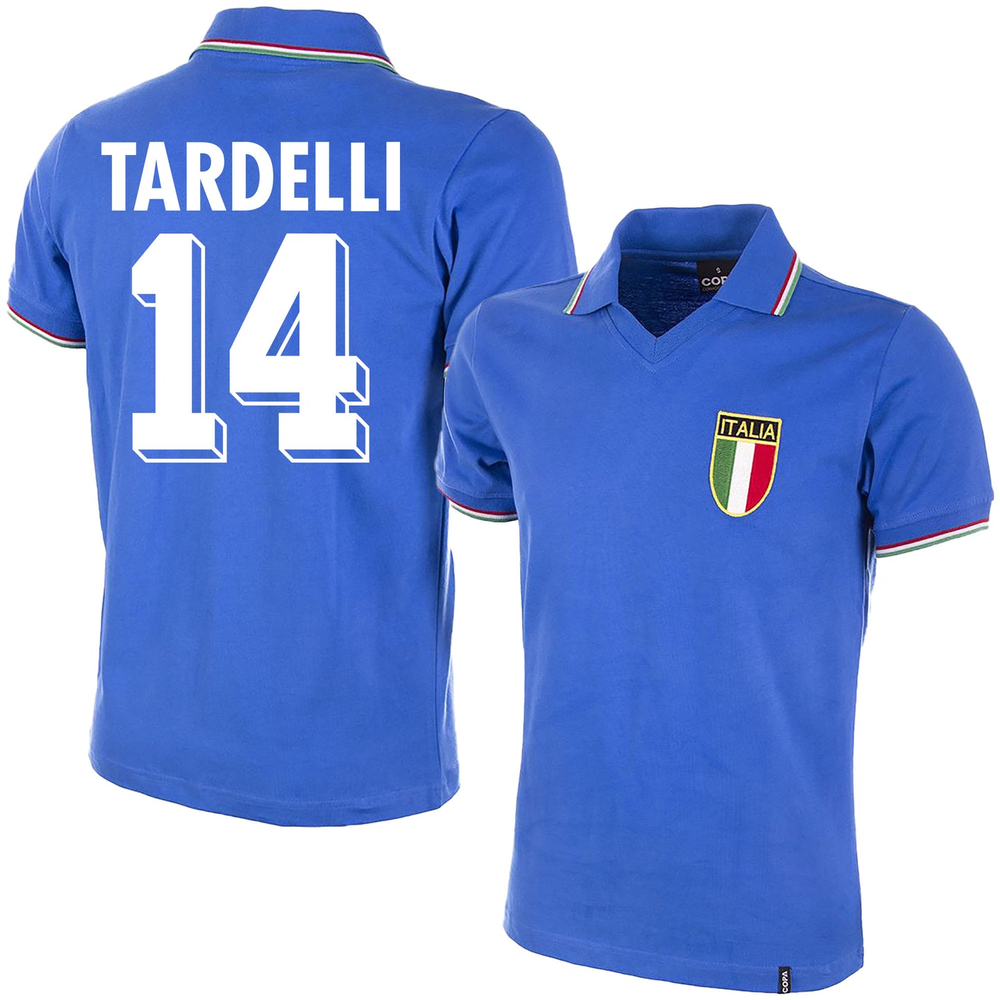 Copa Italy Home Tardelli 14 Retro Shirt World Cup 1982 (Retro Flock Printing)