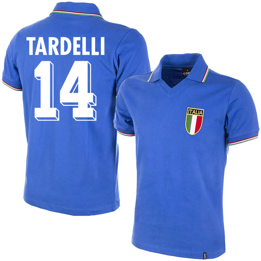 Copa Italy Home Tardelli 14 Retro Shirt World Cup 1982 (Retro Flock Printing)