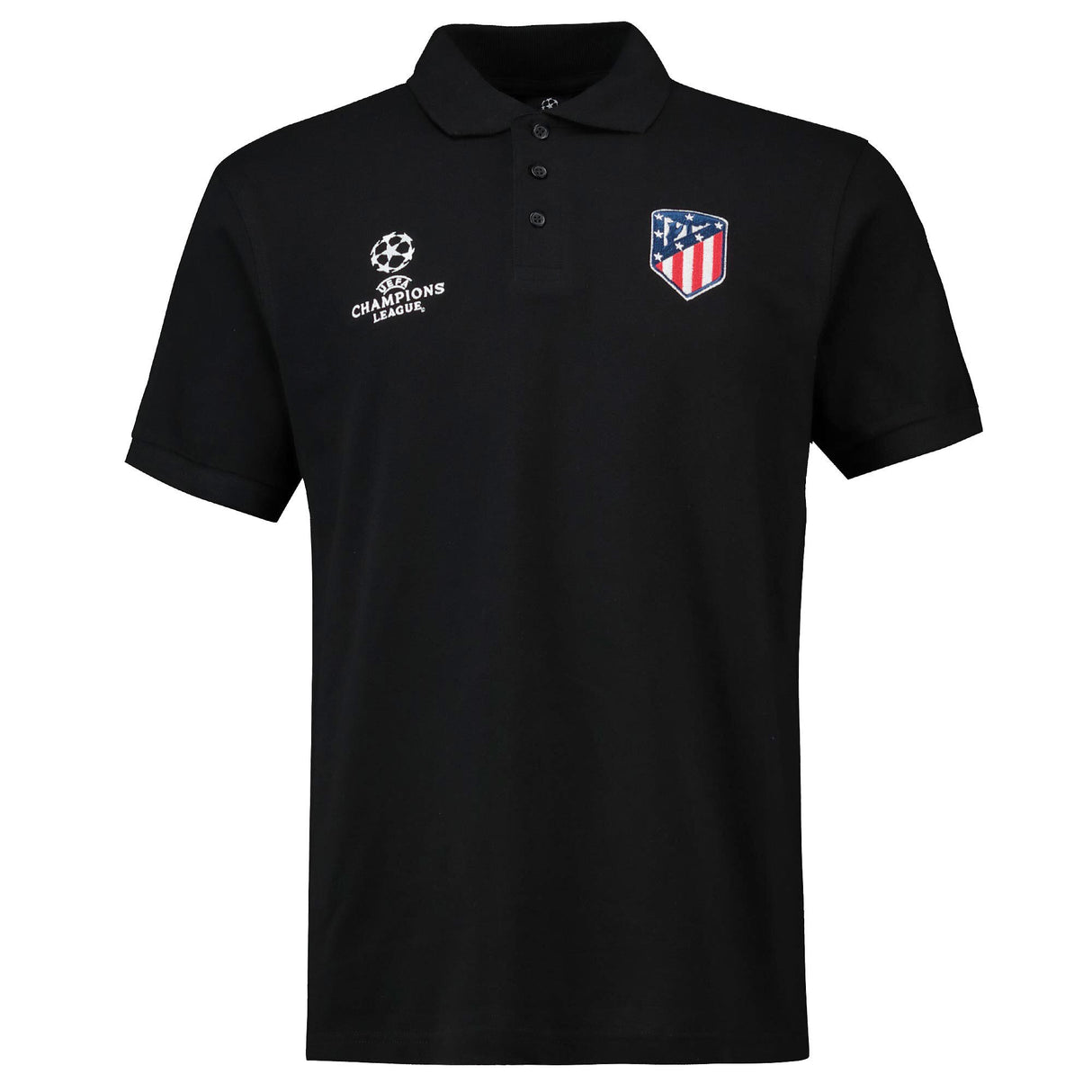 Atlético de Madrid UEFA Champions League Embroidered Polo - Black - Mens - Kit Captain