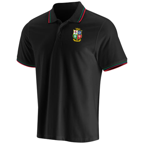 British & Irish Lions Essentials Short Sleeve Tipped Polo - Black - Kit Captain