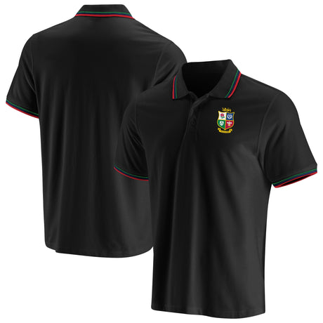 British & Irish Lions Essentials Short Sleeve Tipped Polo - Black - Kit Captain