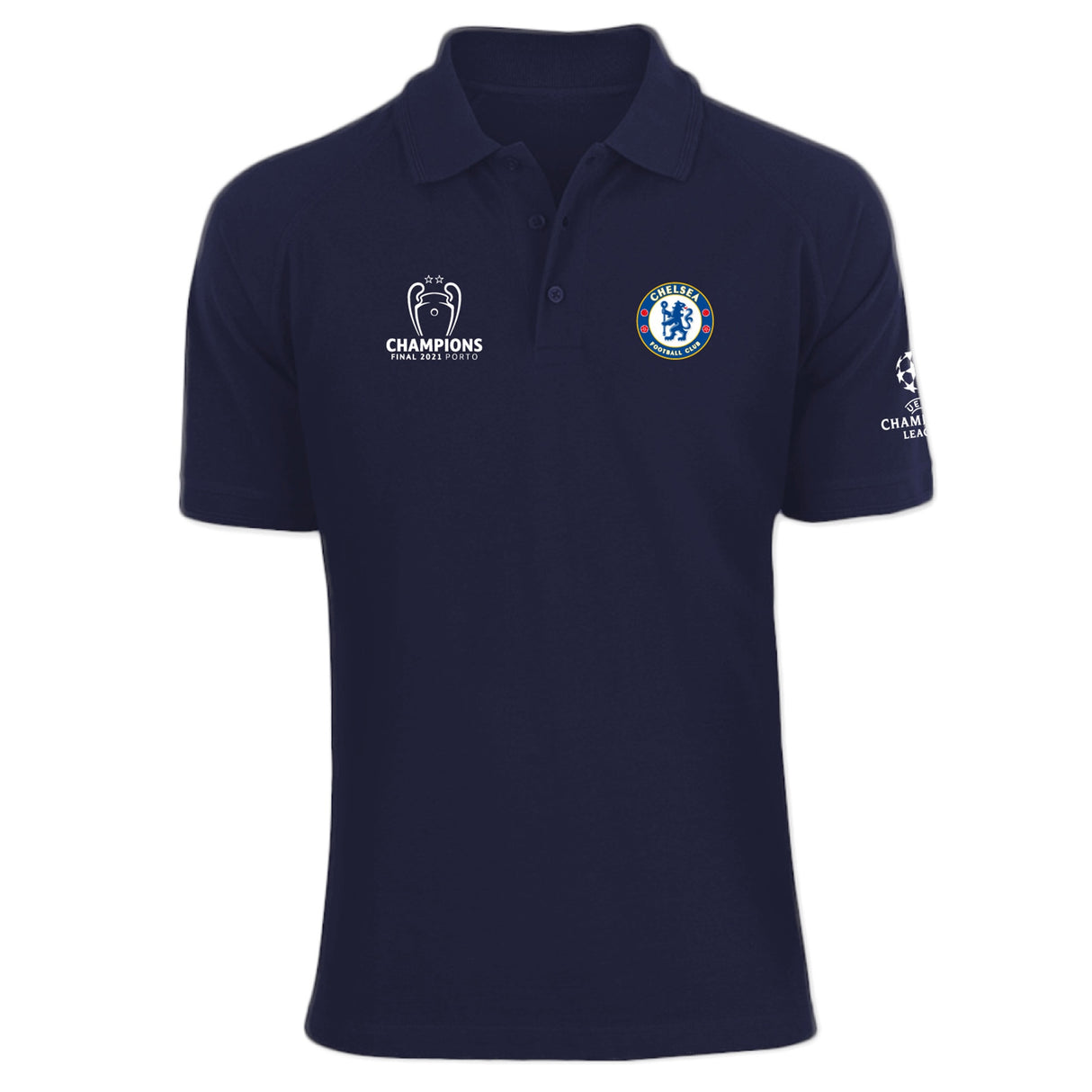 Chelsea UCL 2021 Champions Polo - Navy - Adults - Kit Captain