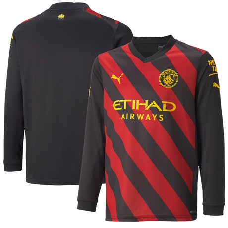 Manchester City Away Shirt 2022-23 - Long Sleeve - Kids - Kit Captain