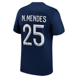 Paris Saint-Germain Home Stadium Shirt 2022-23 with N.Mendes 25 printing - Kit Captain