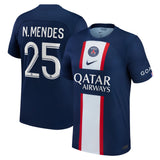 Paris Saint-Germain Home Stadium Shirt 2022-23 with N.Mendes 25 printing - Kit Captain