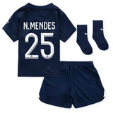 Paris Saint-Germain Home Stadium Kit 2022-23 - Infants with N.Mendes 25 printing - Kit Captain