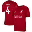 Liverpool Home Stadium Shirt 2022-23 with Virgil 4 printing - Kit Captain