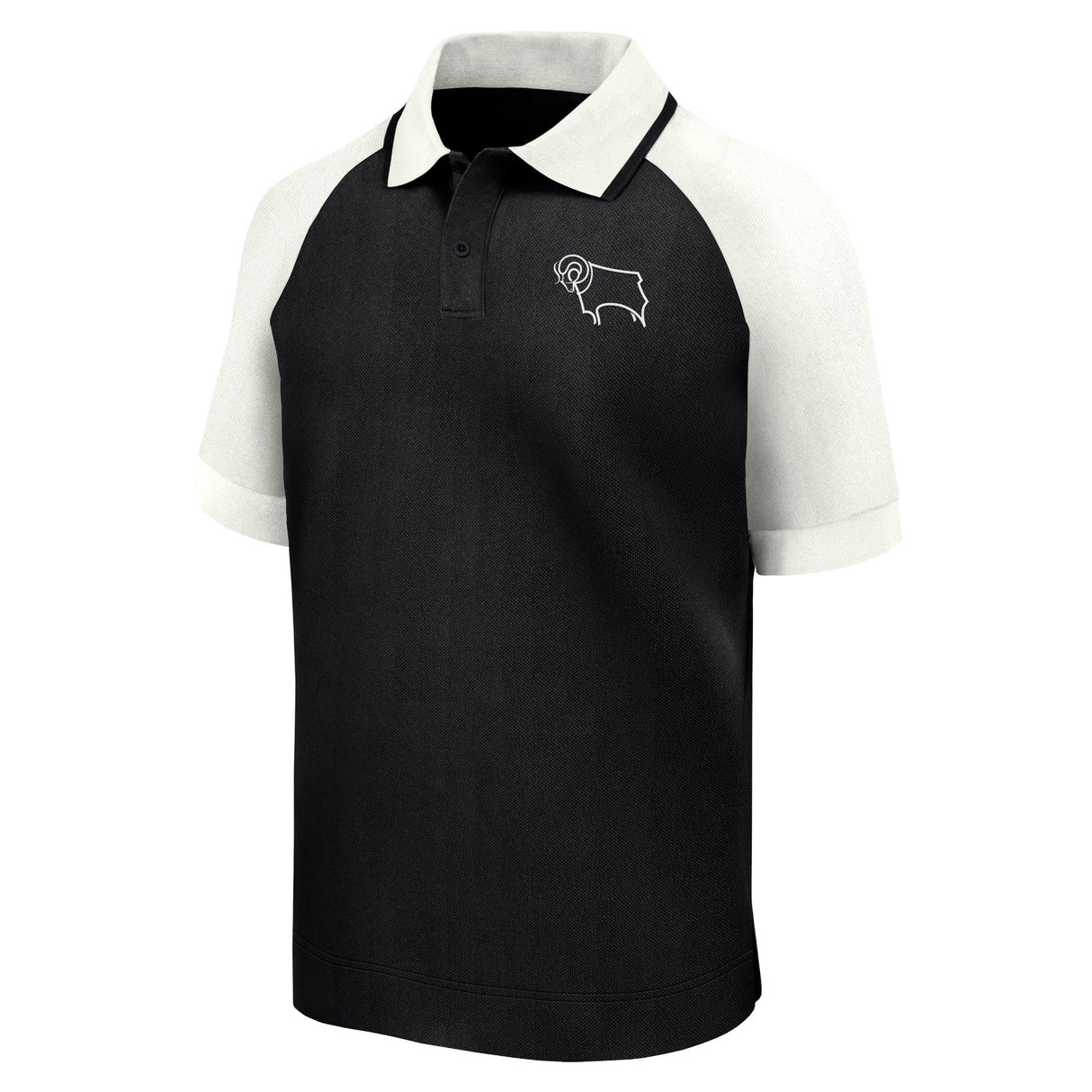 Derby County True Classics Short Sleeve Polo - Black/White - Mens - Kit Captain