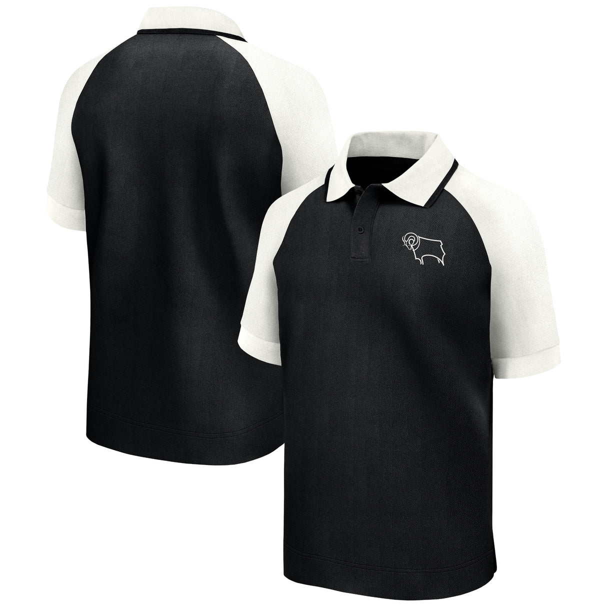 Derby County True Classics Short Sleeve Polo - Black/White - Mens - Kit Captain