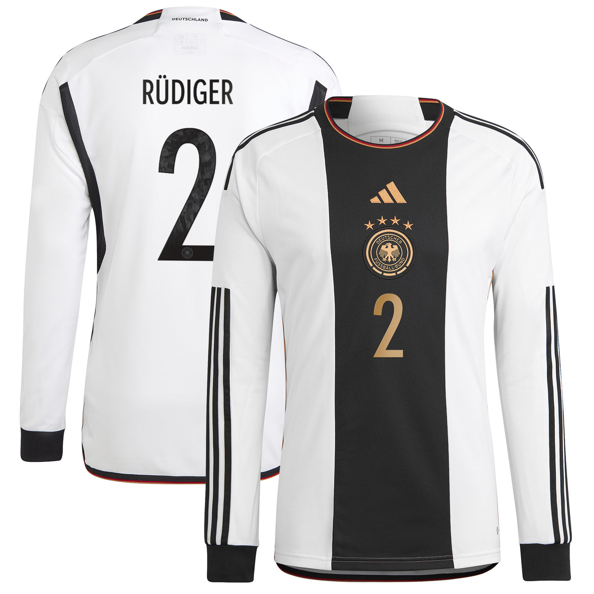 Germany Home Shirt - Long Sleeve with Rüdiger 2 printing - Kit Captain