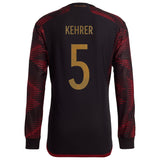 Germany Away Authentic Shirt - Long Sleeve with Kehrer 5 printing - Kit Captain