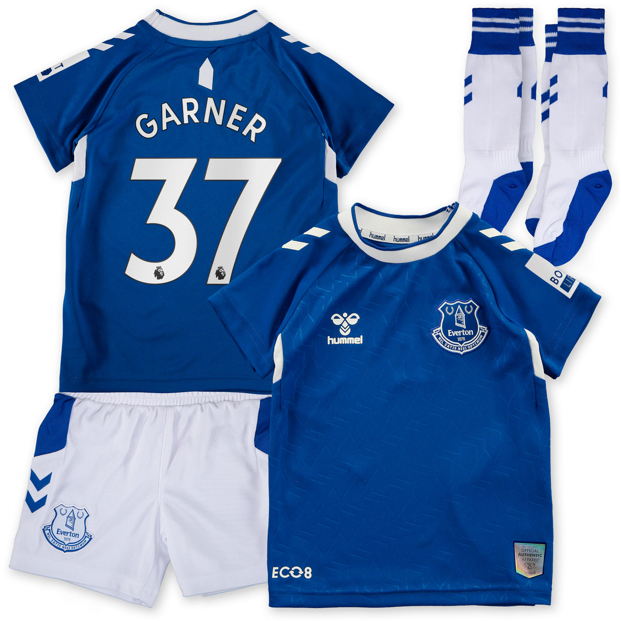 Everton Home Infant Kit 2022-23 with Garner 37 printing - Kit Captain