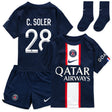 Paris Saint-Germain Home Stadium Kit 2022-23 - Infants with Soler 28 printing - Kit Captain