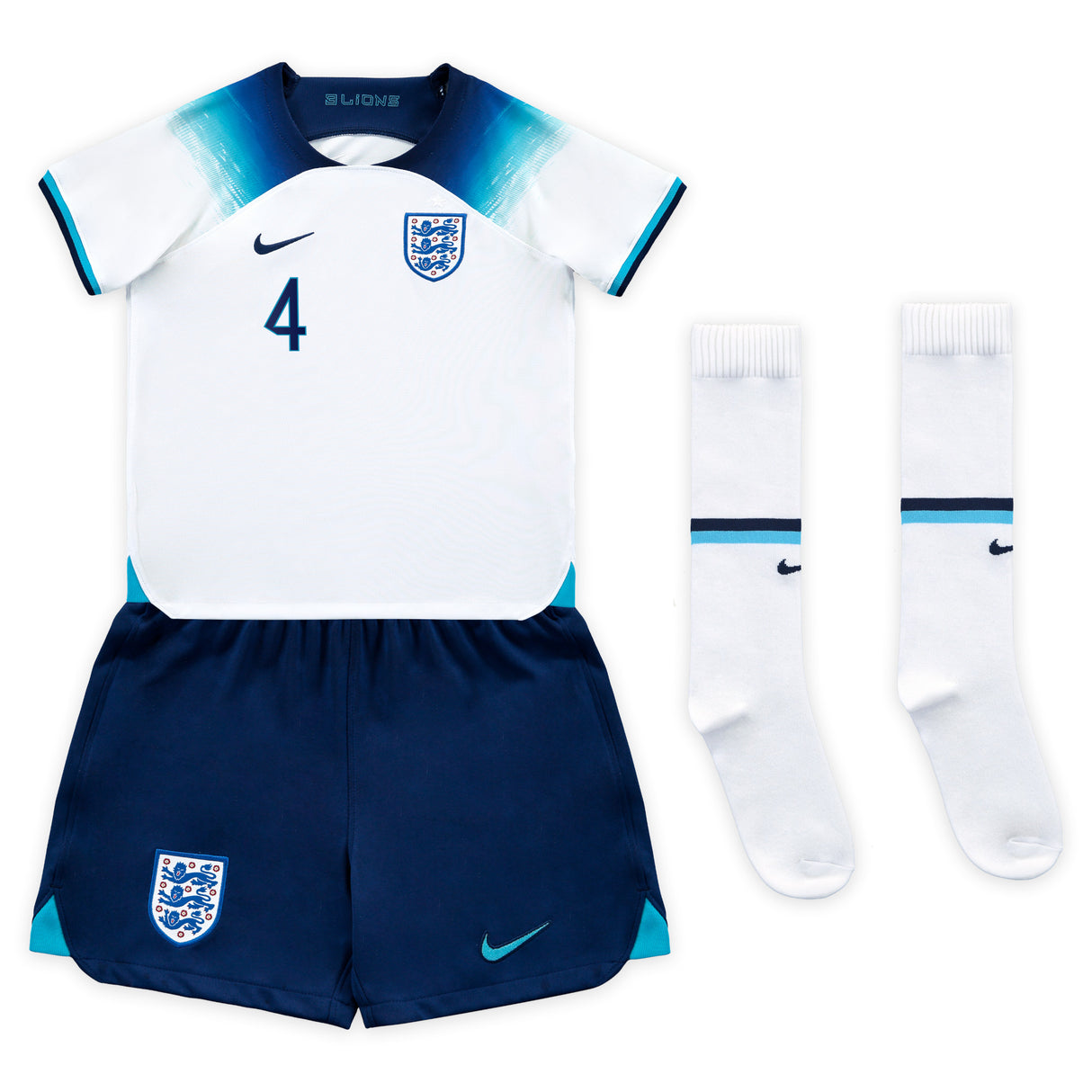 England Home Stadium Kit 2022 - Little Kids with Rice 4 printing - Kit Captain
