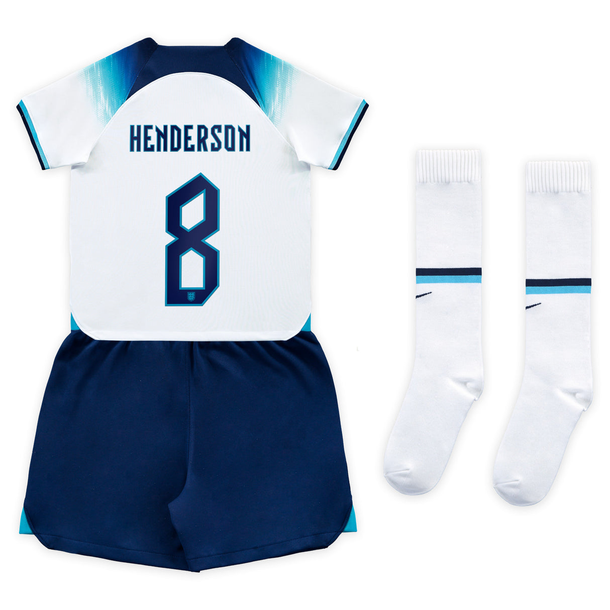 England Home Stadium Kit 2022 - Little Kids with Henderson 8 printing - Kit Captain