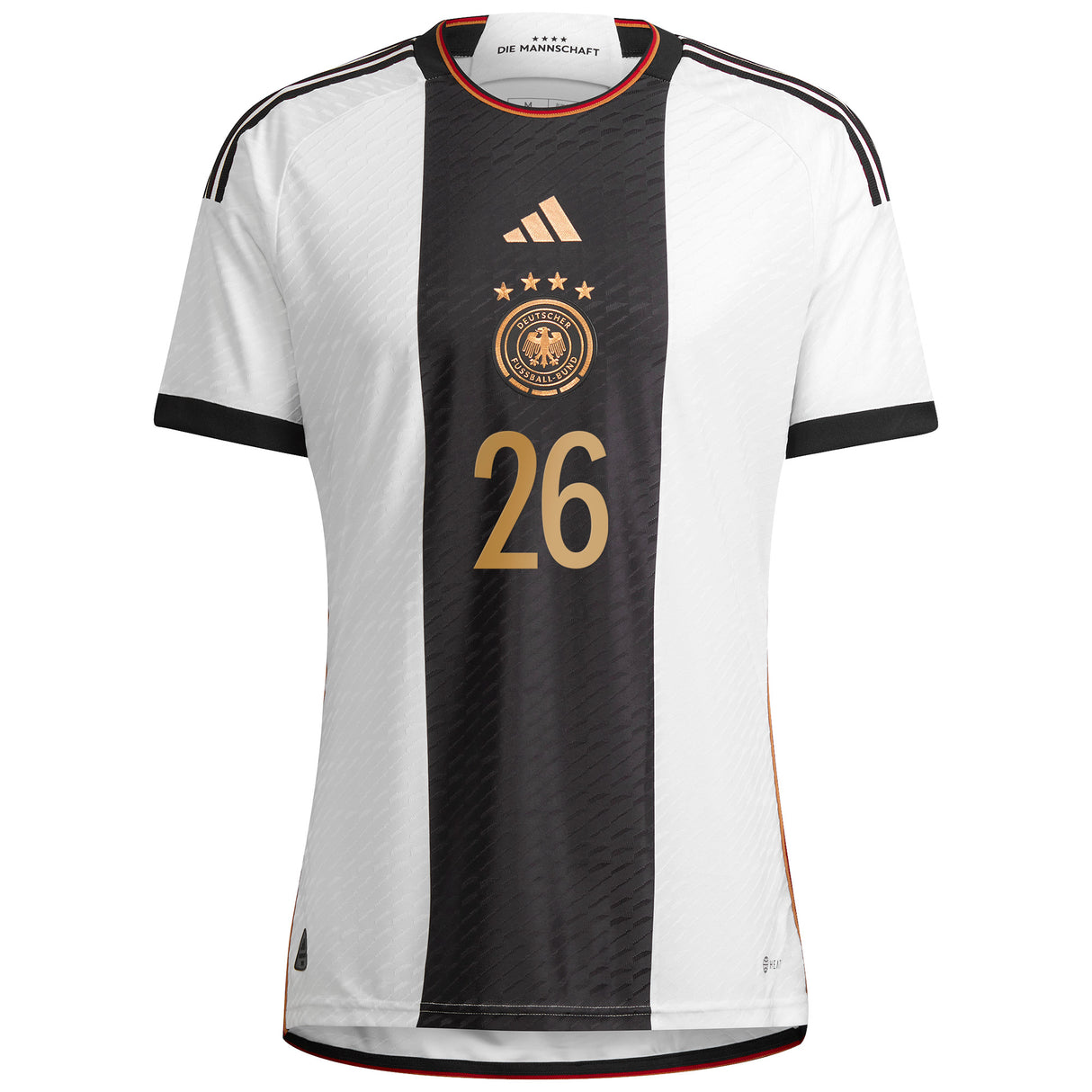 Germany Home Authentic Shirt 2022 with Moukoko 26 printing - Kit Captain