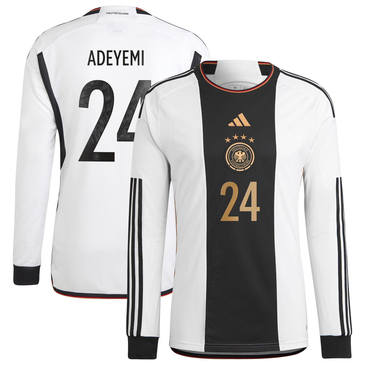 Germany Home Shirt 2022 - Long Sleeve with Adeyemi 24 printing - Kit Captain