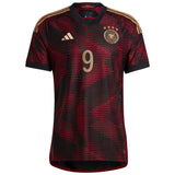 Germany Away Authentic Shirt 2022 with Füllkrug 9 printing - Kit Captain