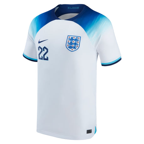 England Home Stadium Shirt 2022 with Bellingham 22 printing - Kit Captain