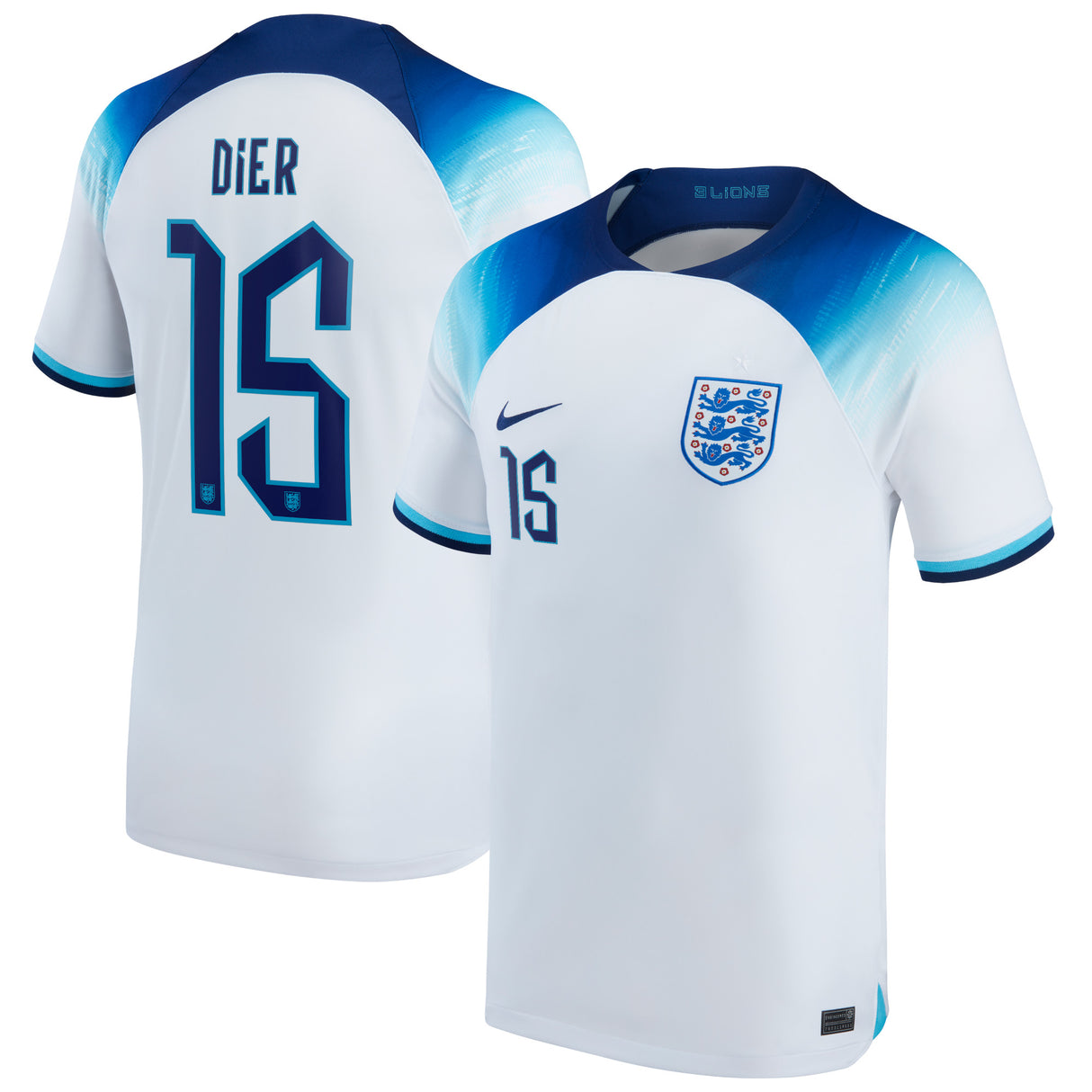 England Home Stadium Shirt 2022 with Dier 15 printing - Kit Captain