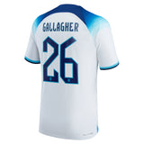 England Home Match Shirt 2022 with Gallagher 26 printing - Kit Captain